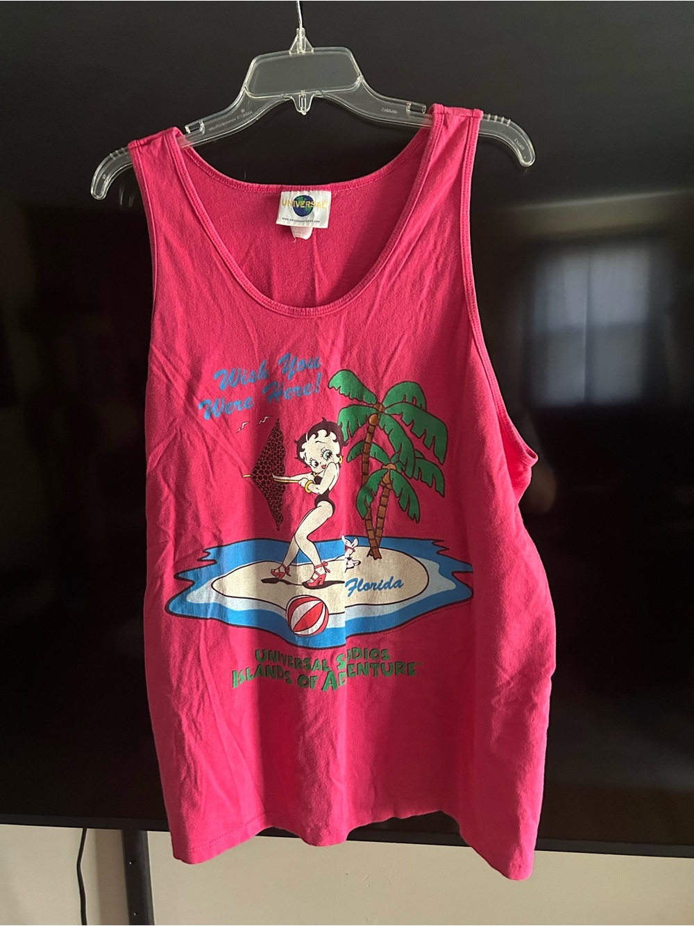 Betty Boop Hot Pink Florida Beach Graphic Tank Top
